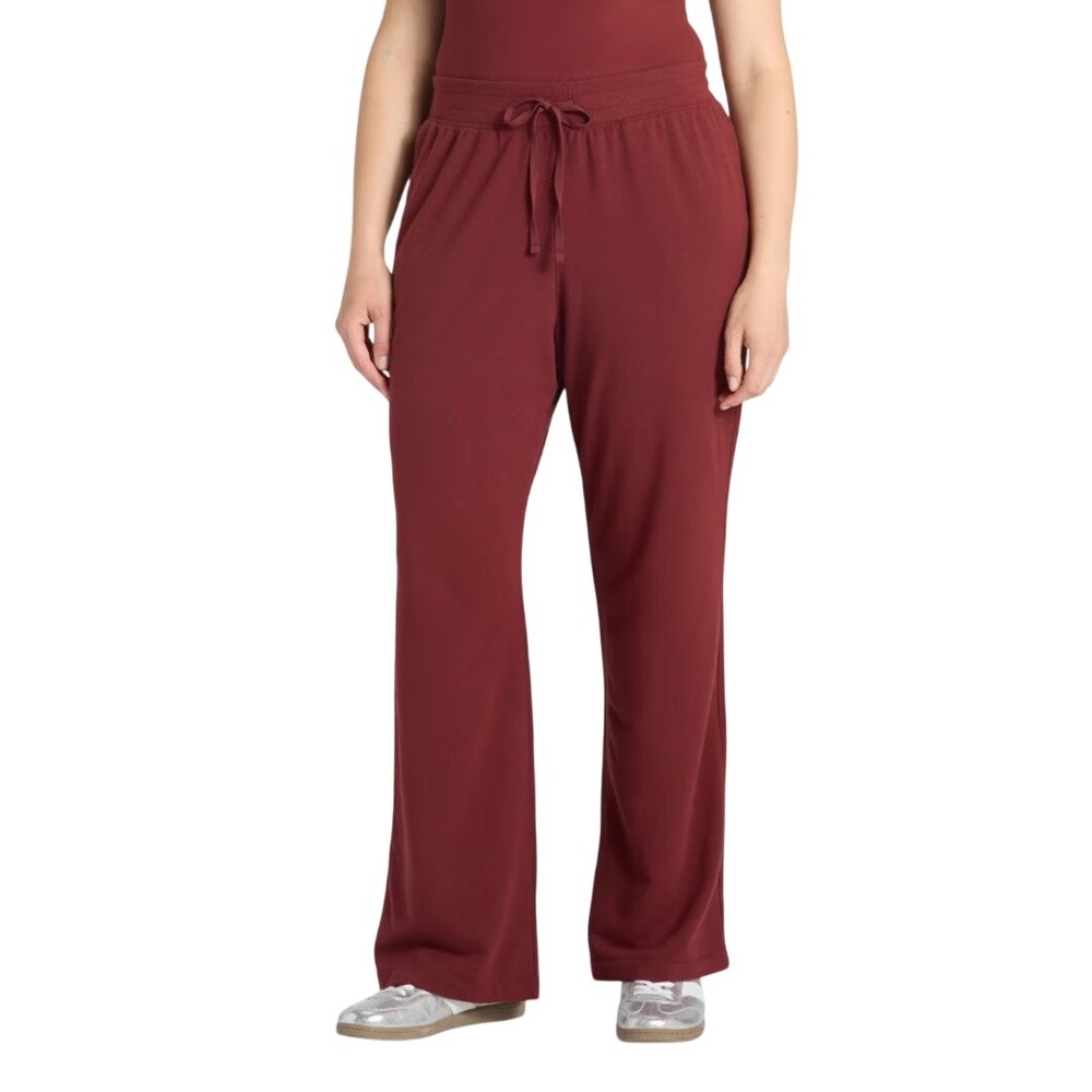 All in Motion Women's Burgundy Modal French Terry Flare Yoga Pants Size XXL